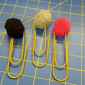 Set of 3 Puff Ball Oversized Paper Gold Tone 5" Clips